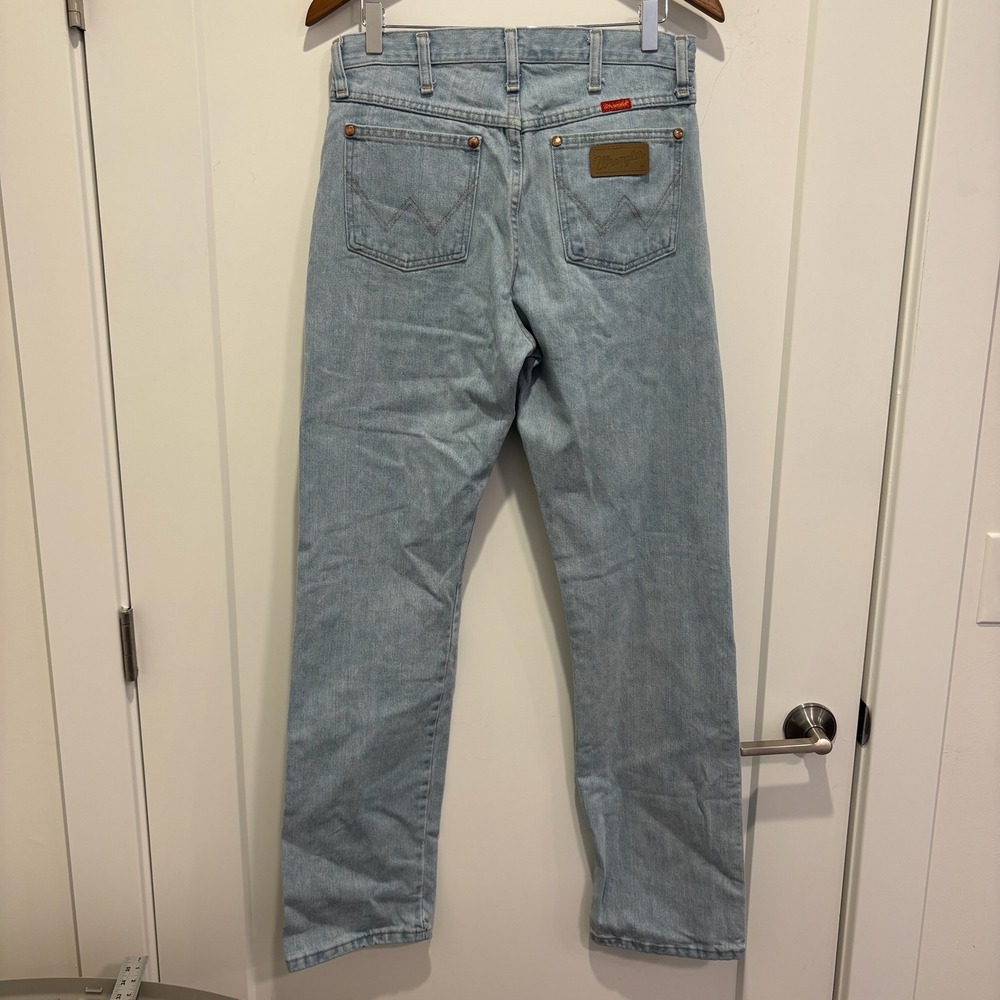 Wrangler VTG Women Light‎ Wash High Rise Straight Leg Cowboy Cut Jeans 7x34 Blue